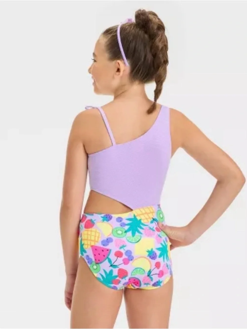 EUC Cat & Jack Girls' Tropical Smoothie Fruit Printed One Piece Swimsuit
